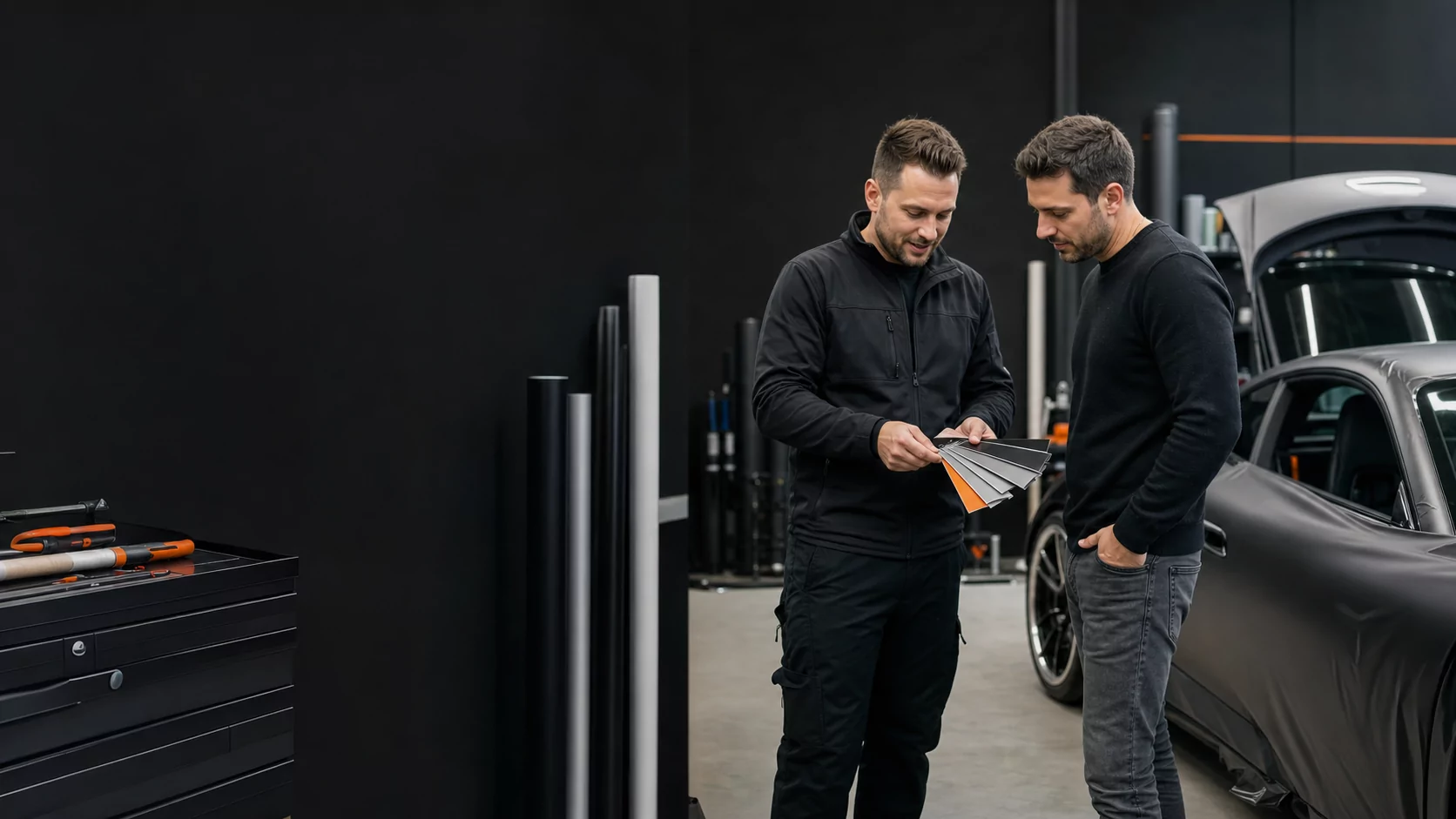 Persönliche Materialberatung in der FolienFactory Werkstatt
