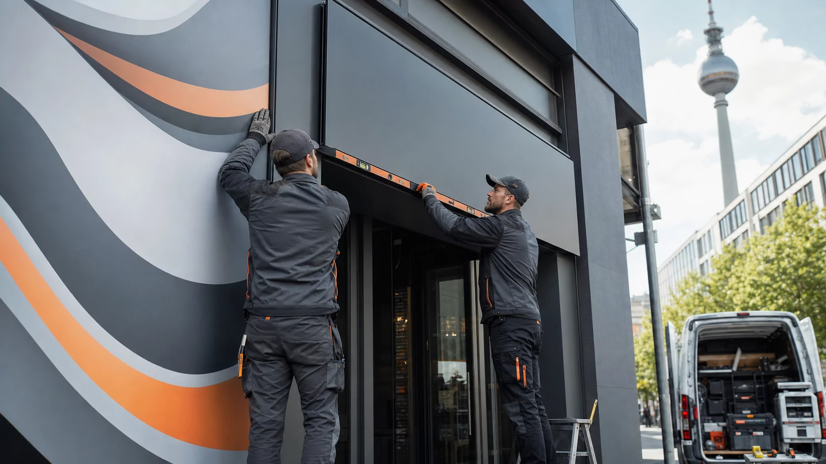 FolienFactory Montageservice bei einer gewerblichen Fassade