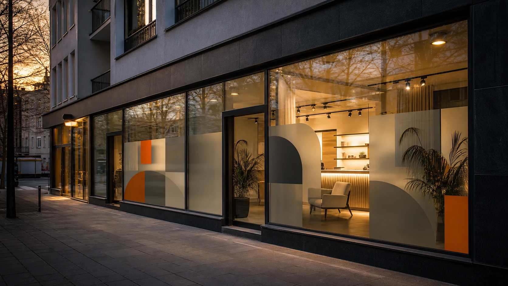 Professionelle Schaufensterfolierung mit Sichtschutz und Gestaltung